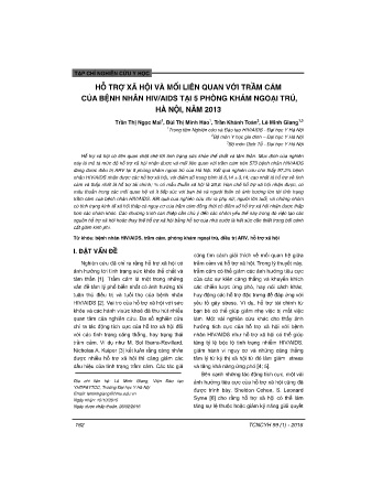 Hỗ trợ xã hội và mối liên quan với trầm cảm của bệnh nhân HIV/AIDS tại 5 phòng khám ngoại trú, Hà Nội, năm 2013