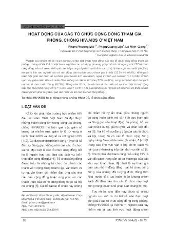 Hoạt động của các tổ chức cộng đồng tham gia phòng, chống HIV/AIDS ở Việt Nam