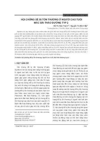 Hội chứng dễ bị tổn thương ở người cao tuổi mắc đái tháo đường Typ 2