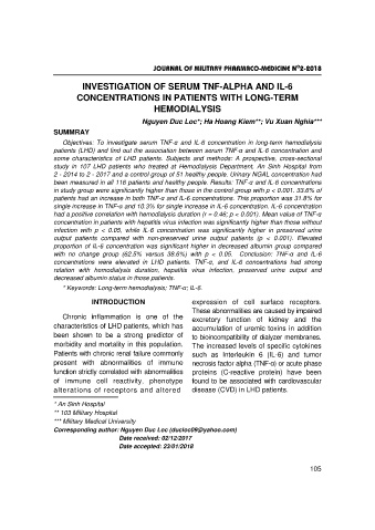 Investigation of serum tnf - alpha and il - 6 concentrations in patients with long - term hemodialysis