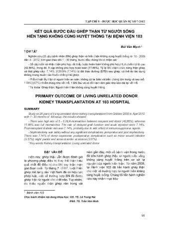 Kết quả bước đầu ghép thận từ người sống hiến tạng không cùng huyết thống tại bệnh viện 103