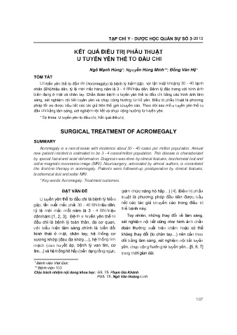 Kết quả điều trị phẫu thuật u tuyến yên thể to đầu chi