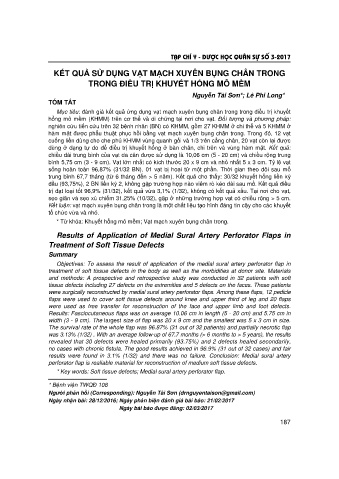 Kết quả sử dụng vạt mạch xuyên bụng chân trong trong điều trị khuyết hổng mô mềm
