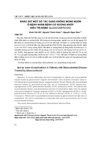 Khảo sát một số tác dụng không mong muốn ở bệnh nhân bệnh cơ ương khớp điều trị bằng glucocorticoid