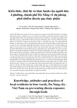 Kiến thức, thái độ và thực hành của người dân 4 phường, thành phố Đà Nẵng về dự phòng phơi nhiễm dioxin qua thực phẩm