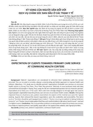 Kỳ vọng của người dân đối với dịch vụ chăm sóc ban đầu ở các trạm y tế