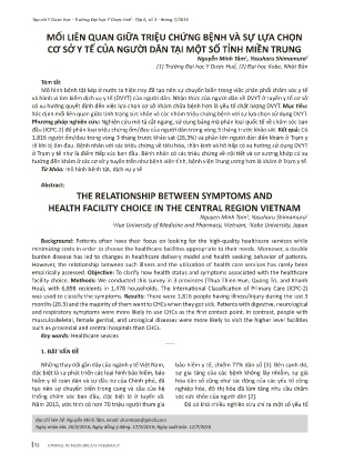 Mối liên quan giữa triệu chứng bệnh và sự lựa chọn cơ sở y tế của người dân tại một số tỉnh Miền Trung