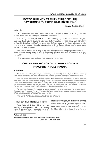 Một số khái niệm và chiến thuật điều trị gãy xương lớn trong đa chấn thương
