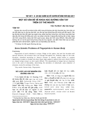 Một số vấn đề về khoa học đường vân tay trên cơ thể người