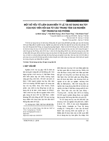 Một số yếu tố liên quan đến tỷ lệ tái sử dụng ma túy của học viên hồi gia từ các trung tâm cai nghiện tập trung tại Hải Phòng