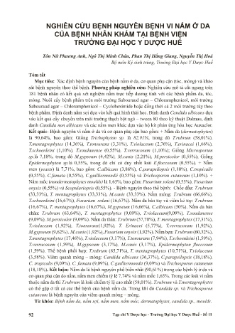 Nghiên cứu bệnh nguyên bệnh vi nấm ở da của bệnh nhân khám tại bệnh viện trường đạ