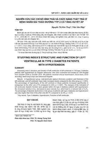 Nghiên cứu các chỉ số hình thái và chức năng thất trái ở bệnh nhân đái tháo đường týp 2 có tăng huyết áp