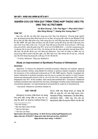 Nghiên cứu cải tiến quy trình tổng hợp thuốc điều trị ung thư altretamin