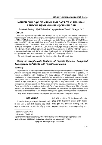Nghiên cứu đặc điểm hình ảnh cắt lớp vi tính gan 3 thì của bệnh nhân u mạch máu gan
