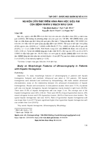 Nghiên cứu đặc điểm hình ảnh học siêu âm của bệnh nhân u mạch máu gan