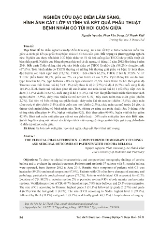 Nghiên cứu đặc điểm lâm sàng, hình ảnh cắt lớp vi tính và kết quả phẫu thuật bệnh nhân có túi hơi cuốn giữa