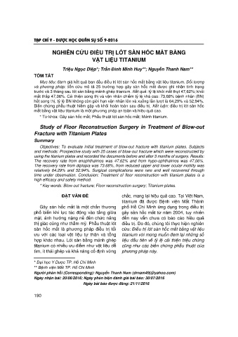 Nghiên cứu điều trị lót sàn hốc mắt bằng vật liệu titanium
