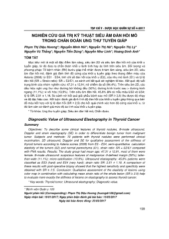 Nghiên cứu giá trị kỹ thuật siêu âm đàn hồi mô trong chẩn đoán ung thư tuyến giáp