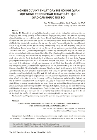 Nghiên cứu kỹ thuật gây mê nội khí quản một nòng trong phẫu thuật cắt hạch giao cảm ngực nội soi