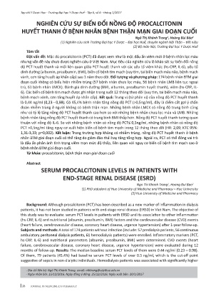 Nghiên cứu sự biến đổi nồng độ procalcitonin huyết thanh ở bệnh nhân bệnh thận mạn giai đoạn cuối