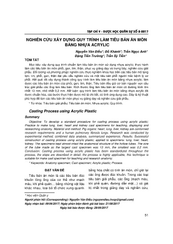 Nghiên cứu xây dựng quy trình làm tiêu bản ăn mòn bằng nhựa Acrylic