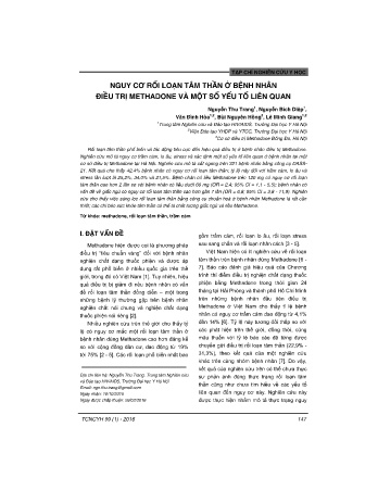 Nguy cơ rối loạn tâm thần ở bệnh nhân điều trị methadone và một số yếu tố liên quan
