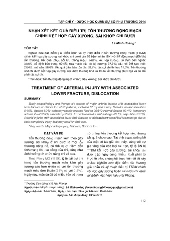 Nhận xét kết quả điều trị tổn thương động mạch chính kết hợp gãy xương, sai khớp chi dưới