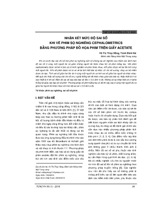 Nhận xét mức độ sai số khi vẽ phim sọ nghiêng cephalometrics bằng phương pháp đồ họa phim trên giấy Acetate