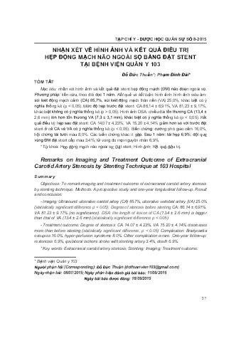 Nhận xét về hình ảnh và kết quả điều trị hẹp động mạch não ngoài sọ bằng đặt stent tại bệnh viện quân y 103