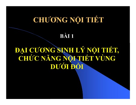 Nội tiết - Bài 1: Đại cương sinh lý nội tiết, chức năng nội tiết vùng dưới đồi
