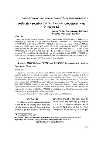 Phân tích đa hình c677t và a1298c của gen mthfr ở trẻ tự kỷ