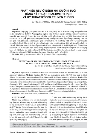 Phát hiện rsv ở bệnh nhi dưới 5 tuổi bằng kỹ thuật realtime rt-pcr và kỹ thuật RT - Pcr truyền thống