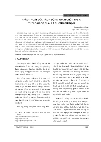Phẫu thuật lóc tách động mạch chủ type A: Tuổi cao có phải là chống chỉ định
