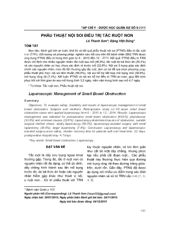 Phẫu thuật nội soi điều trị tắc ruột non
