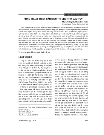 Phẫu thuật triệt căn điều trị ung thư đầu tụy
