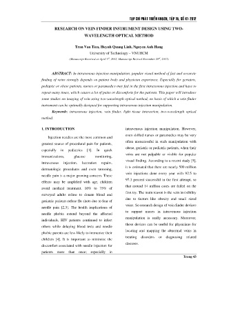 Research on vein finder instrument design using twowavelength optical method