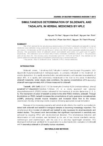 Simultaneous determination of sildenafil and tadalafil in herbal medicines by hplc