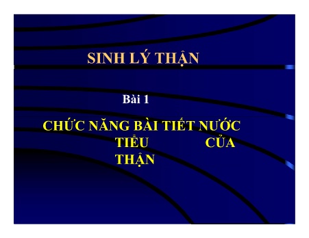 Sinh lý thận - Bài 1: Chức năng bài tiết nước tiểu của thận