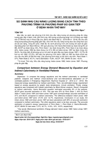 So sánh nhu cầu năng lượng bằng cách tính theo phương trình và phương pháp đo gián tiếp ở bệnh nhân thở máy
