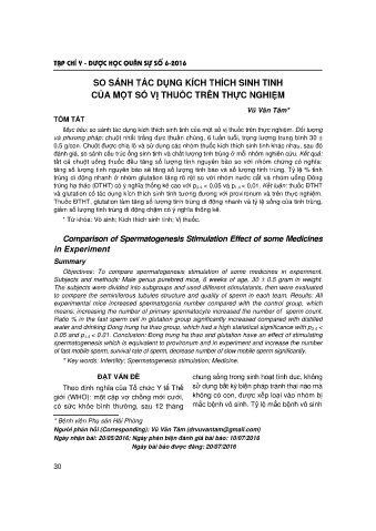 So sánh tác dụng kích thích sinh tinh của một số vị thuốc trên thực nghiệm