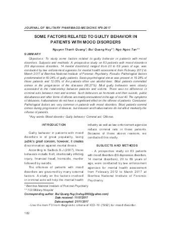 Some factors related to guilty behavior in patients with mood disorders