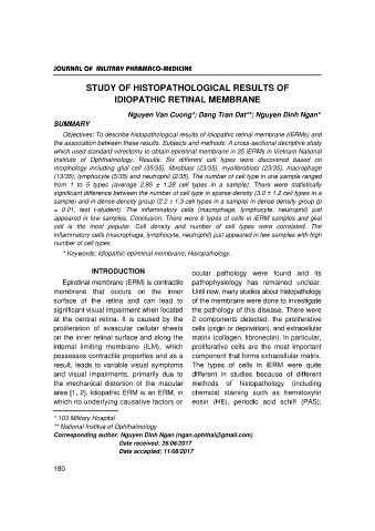 Study of histopathological results of idiopathic retinal membrane