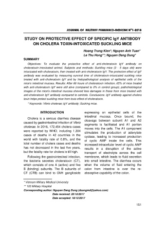 Study on protective effect of specific igy antibody on cholera toxin-intoxicated suckling mice