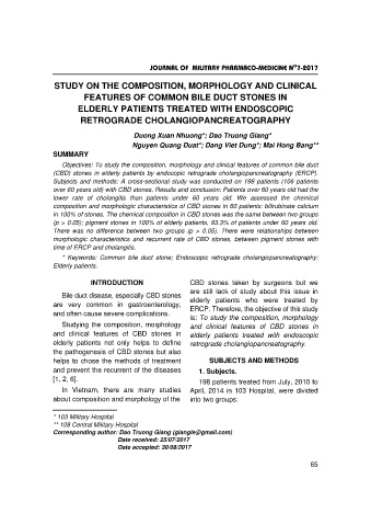 Study on the composition, morphology and clinical features of common bile duct stones in elderly patients treated with endoscopic retrograde cholangiopancreatography