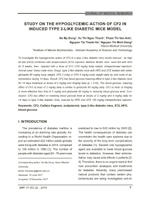 Study on the hypoglycemic action of cf2 in induced type 2 - like diabetic mice model