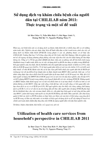 Sử dụng dịch vụ khám chữa bệnh của người dân tại CHILILAB năm 2011: Thực trạng và một số đề xuất