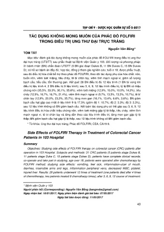 Tác dụng không mong muốn của phác đồ folfiri trong điều trị ung thư đại trực tràng