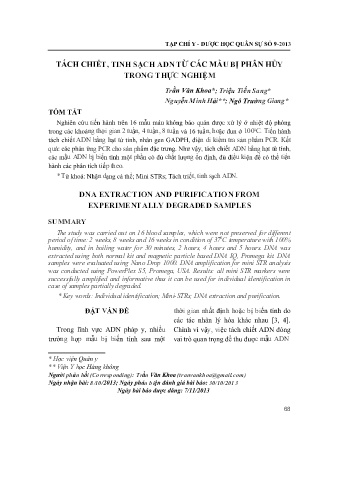 Tách chiết, tinh sạch adn từ các mẫu bị phân hủy trong thực nghiệm