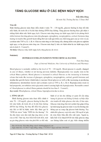Tăng glucose máu ở các bệnh nguy kịch