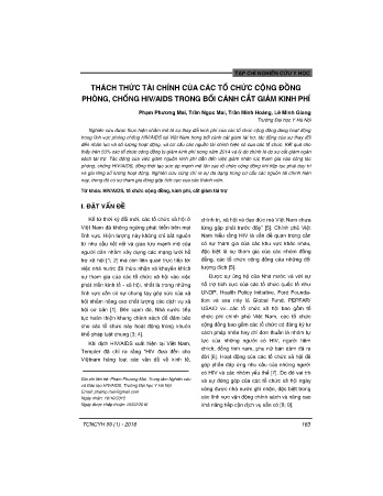 Thách thức tài chính của các tổ chức cộng đồng phòng, chống HIV / AIDS trong bối cảnh cắt giảm kinh phí